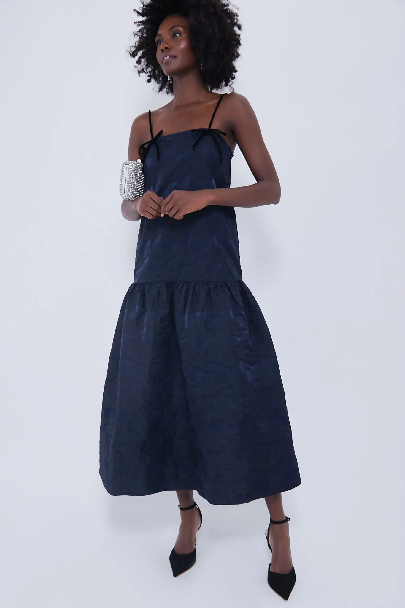 Peacoat Botanical Jacquard Strap Midi Dress sold by Tuckernuck product image thumbnail 2