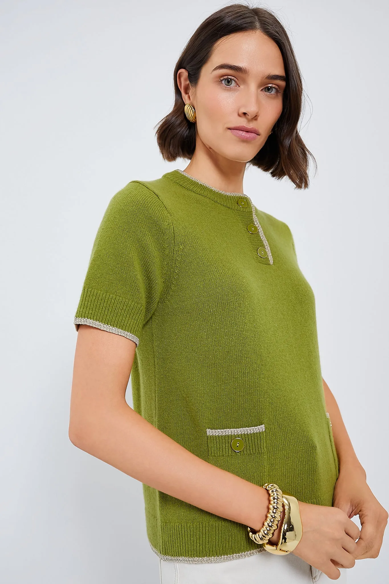 Olive Green Robbie Short Sleeve Sweater sold by Tuckernuck product image thumbnail 3