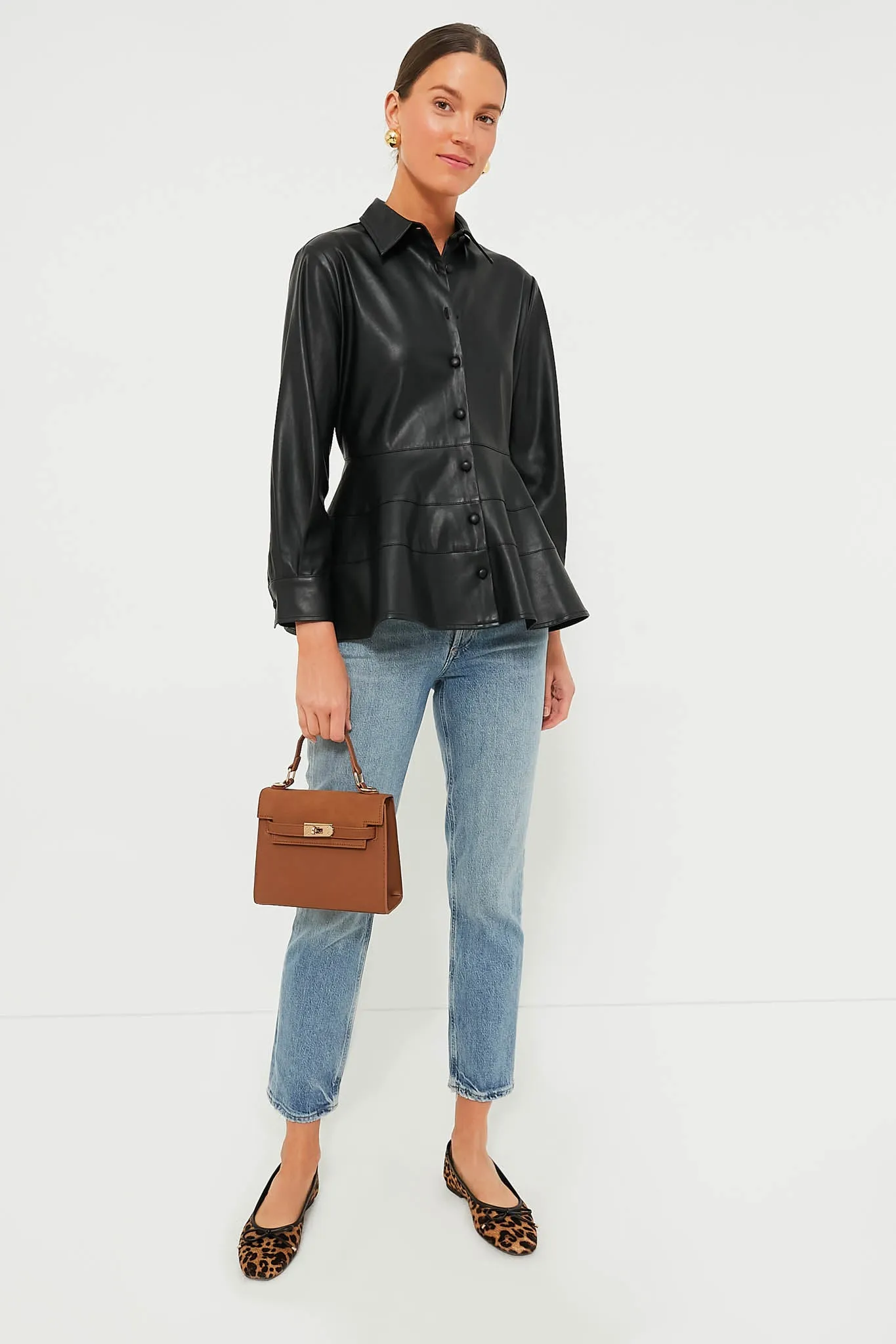 Black Leather Ashlen Blouse sold by Tuckernuck product image thumbnail 2