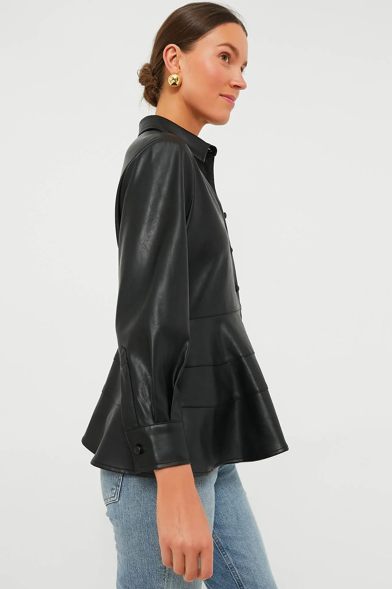 Black Leather Ashlen Blouse sold by Tuckernuck product image thumbnail 3