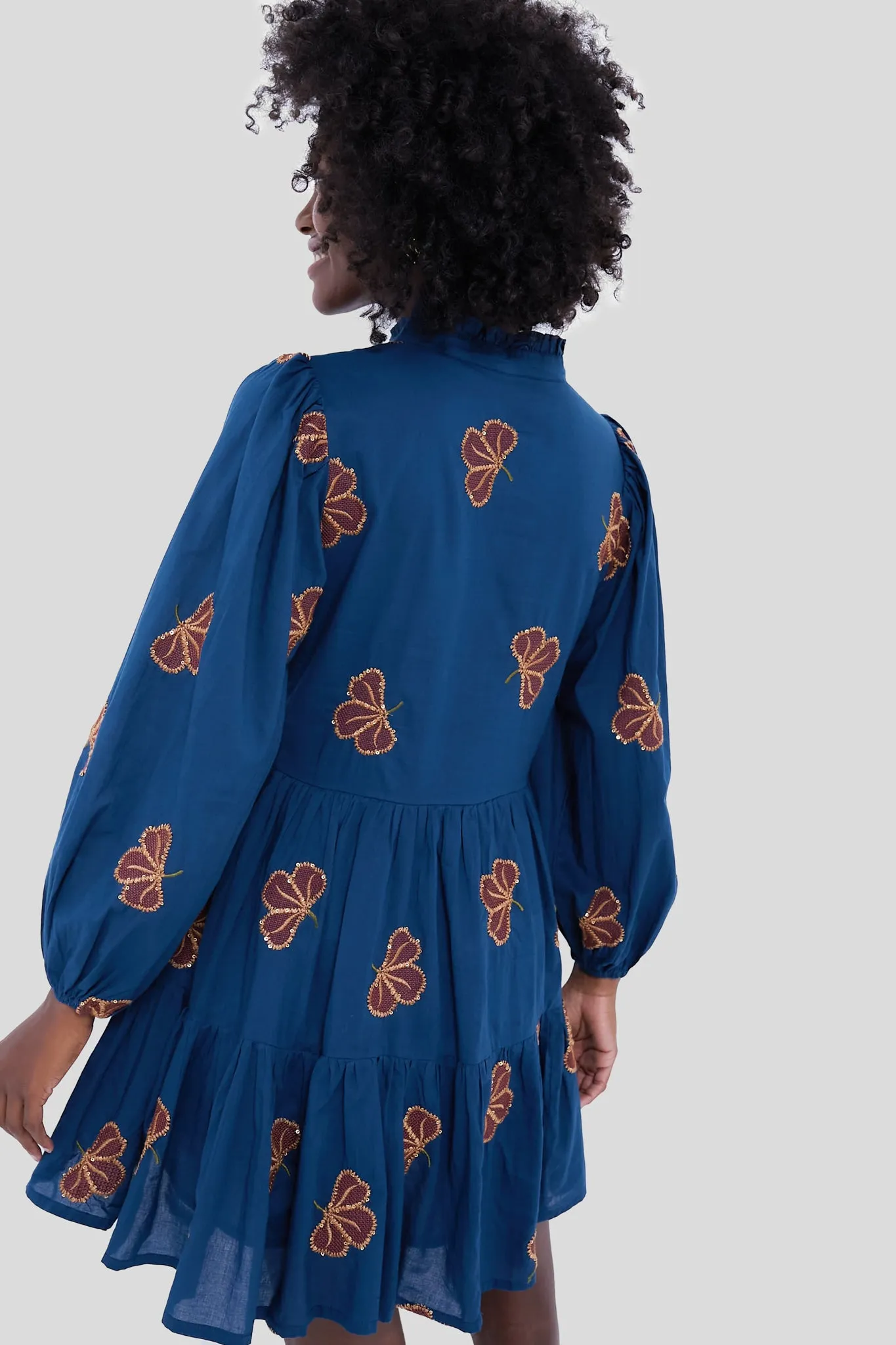 Almay Blue Long Sleeve Yoke Mini Dress sold by Tuckernuck product image thumbnail 4