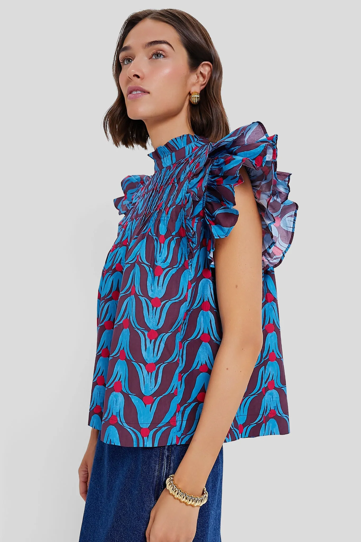 Tulip Red Pintuck Ruffle Top sold by Tuckernuck product image thumbnail 3