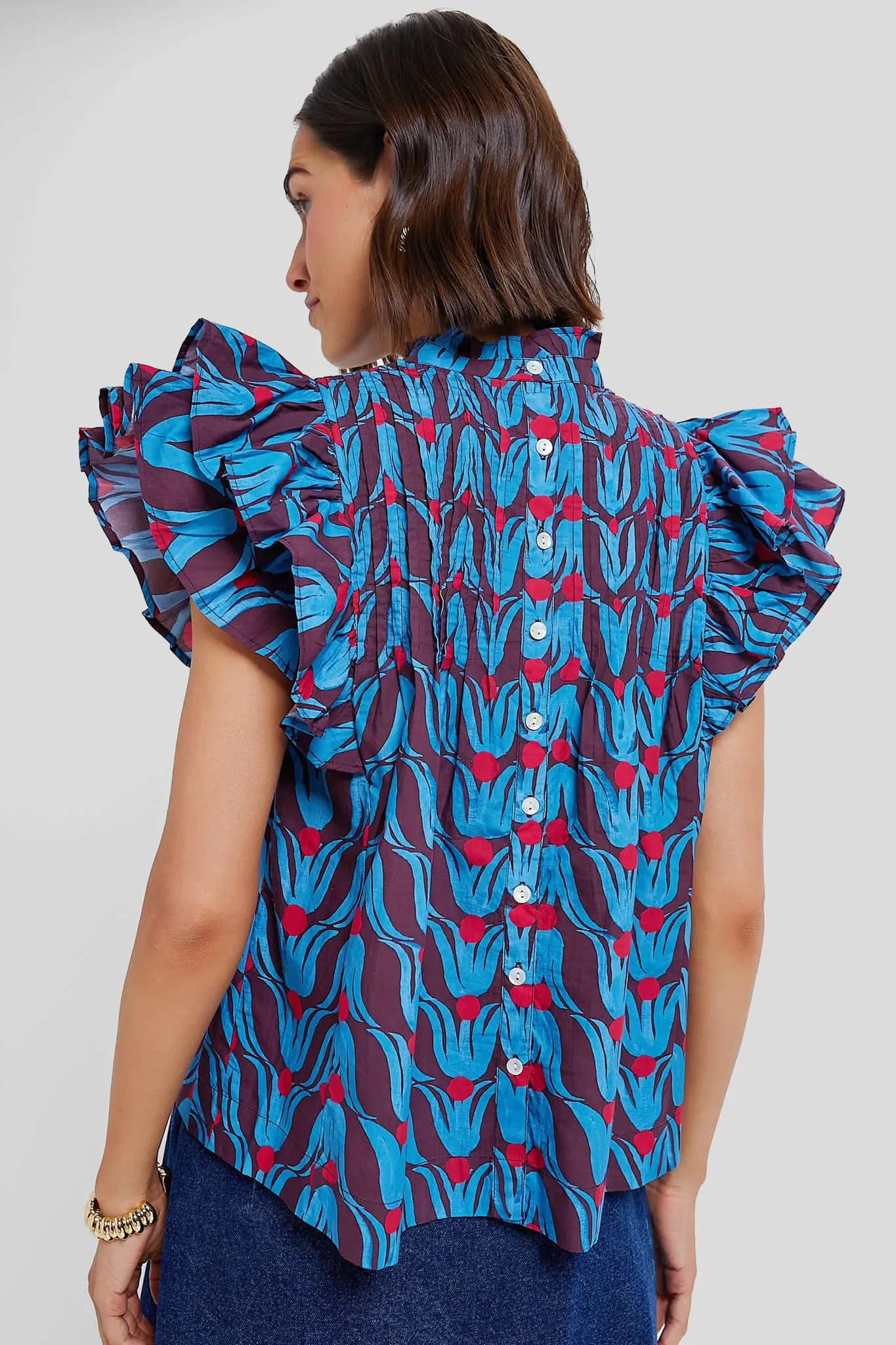 Tulip Red Pintuck Ruffle Top sold by Tuckernuck product image thumbnail 4