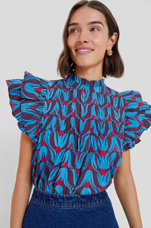 Tulip Red Pintuck Ruffle Top sold by Tuckernuck