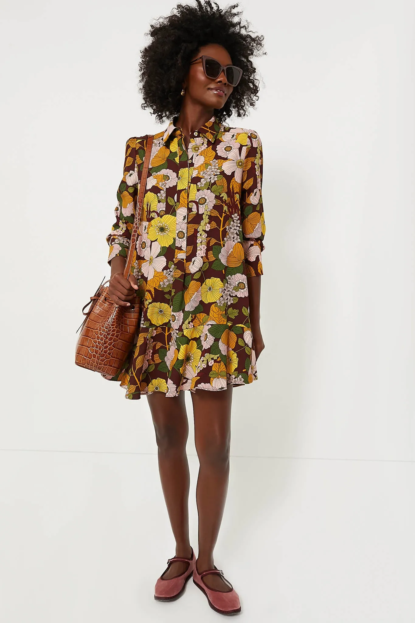 Retro Floral Crepe Callahan Shirt Dress sold by Tuckernuck product image thumbnail 2