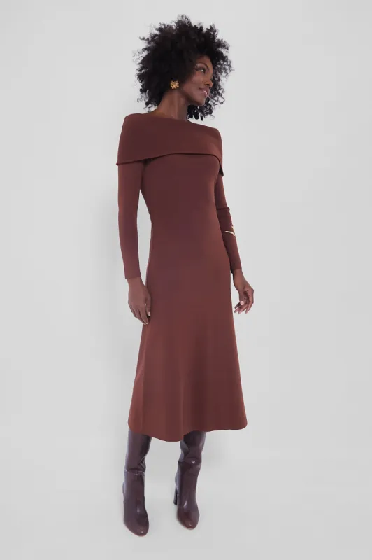 Mocha Knit Off-The-Shoulder Adrianna Dress sold by Tuckernuck