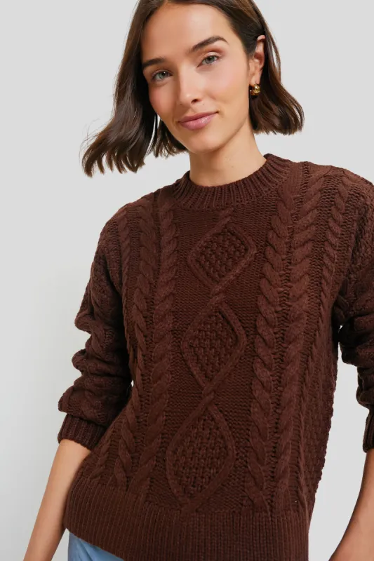 Chocolate Cable Knit Verbier Sweater sold by Tuckernuck