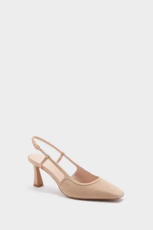 Nude Suede Lia Heels sold by Tuckernuck
