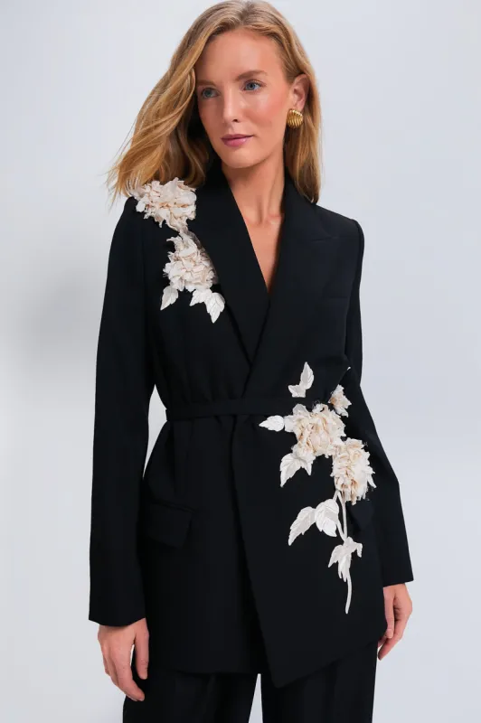 Black Relaxed Single Breasted Tie Detail Jacket sold by Tuckernuck