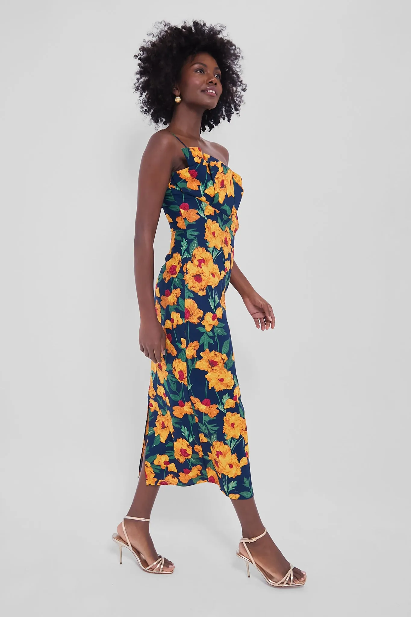 Navy & Marigold Floral Ruffle Margot Maxi Dress sold by Tuckernuck product image thumbnail 3