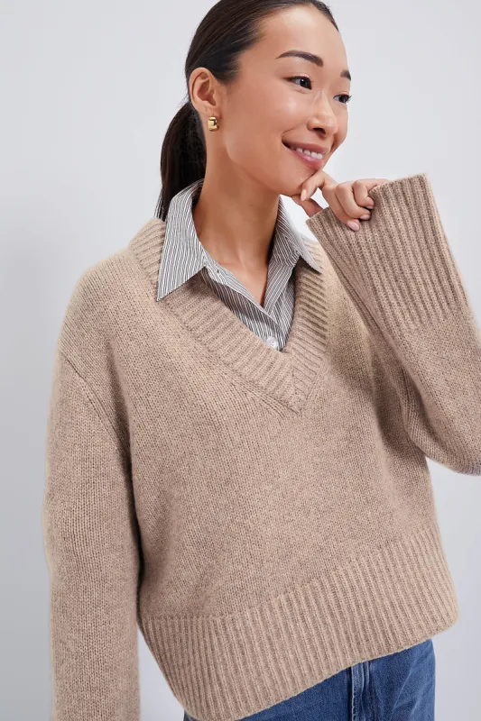 Wheat Rory Cashmere V-Neck Sweater sold by Tuckernuck