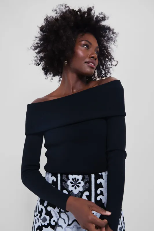 Black Knit Off-The-Shoulder Adrianna Top sold by Tuckernuck