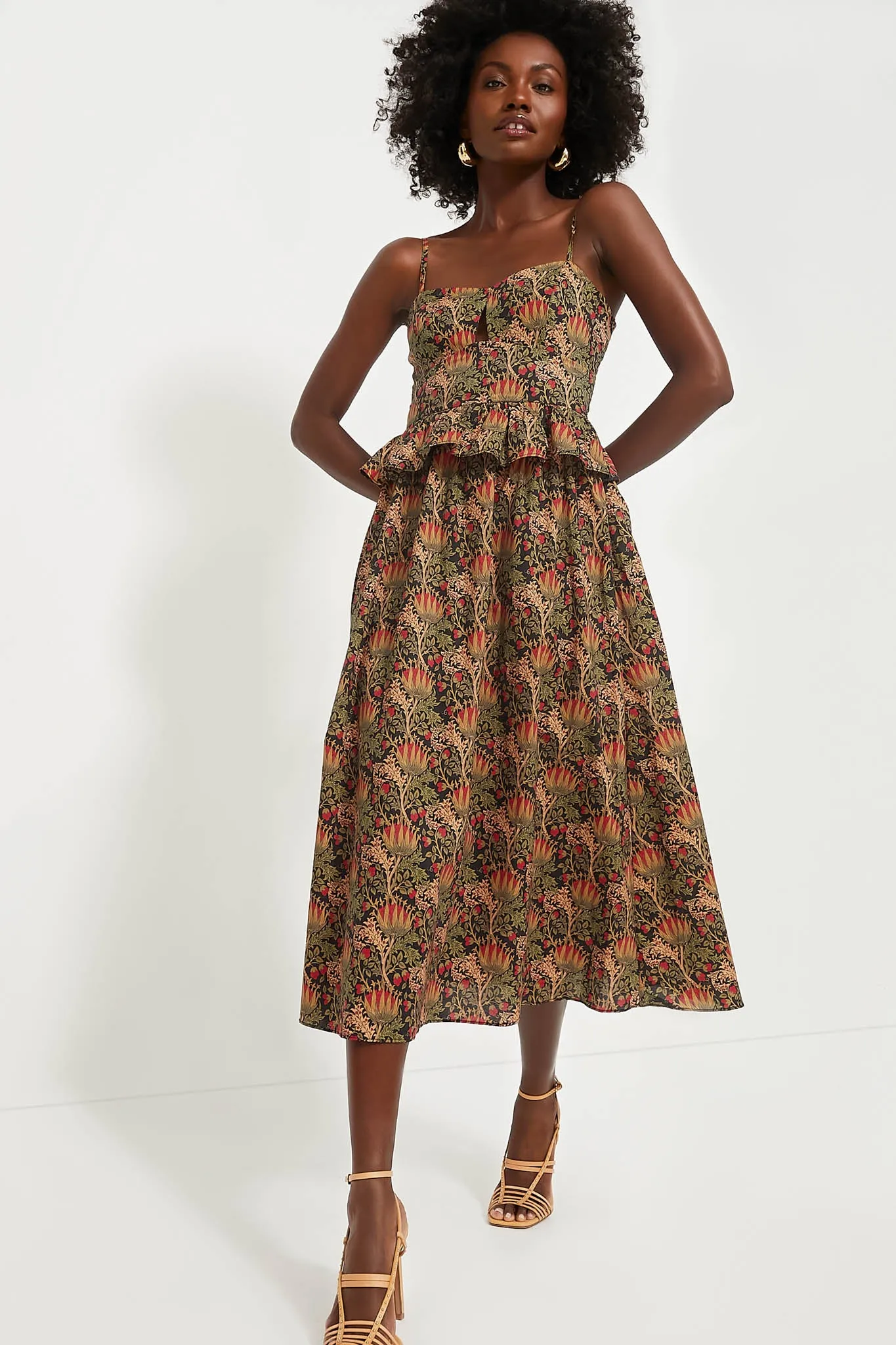 Black Multi Floral Maeve Midi Dress sold by Tuckernuck