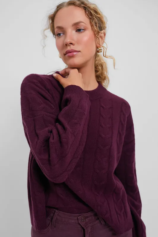 Oxblood Eloise Cable Knit Boyfriend Crewneck sold by Tuckernuck