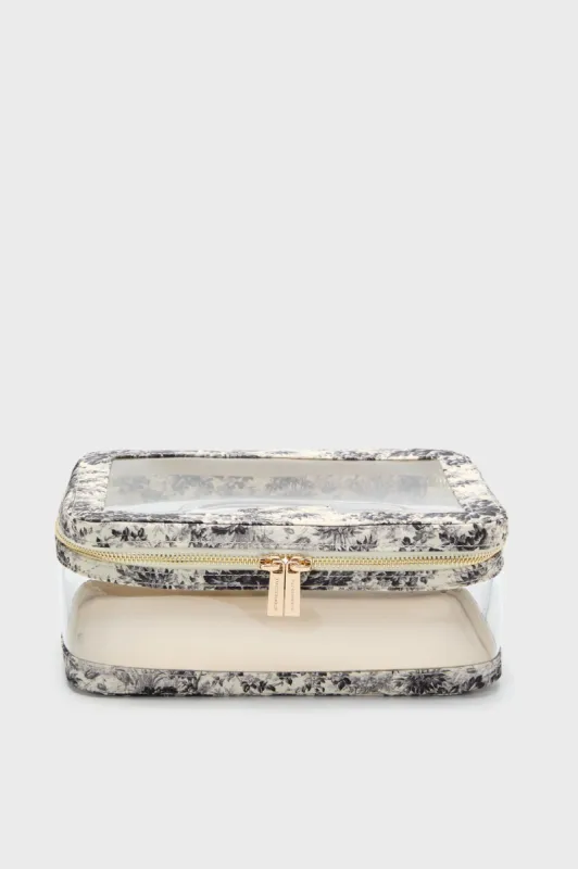 Noir Cypress Toile PVC Large Vanity Case sold by Tuckernuck