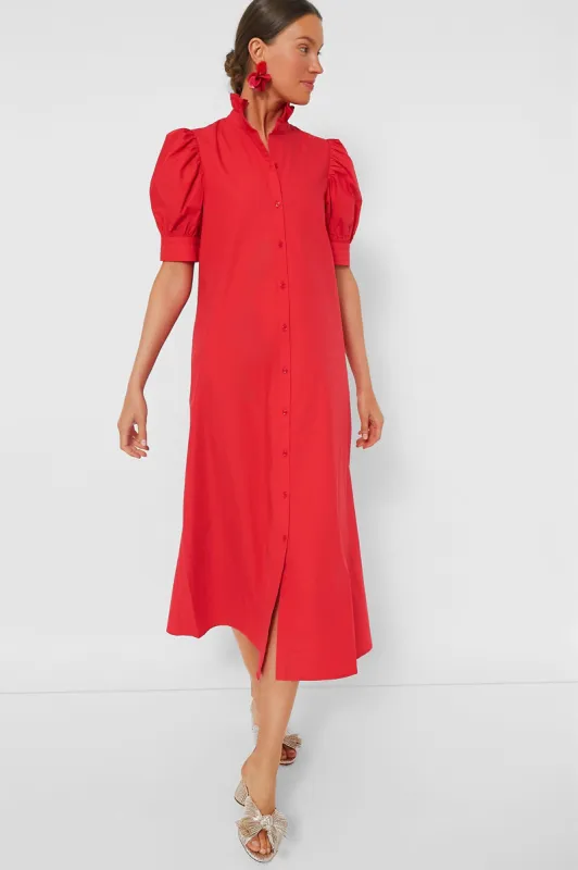 Red Ruffle Collar Louisa Maxi Dress sold by Tuckernuck