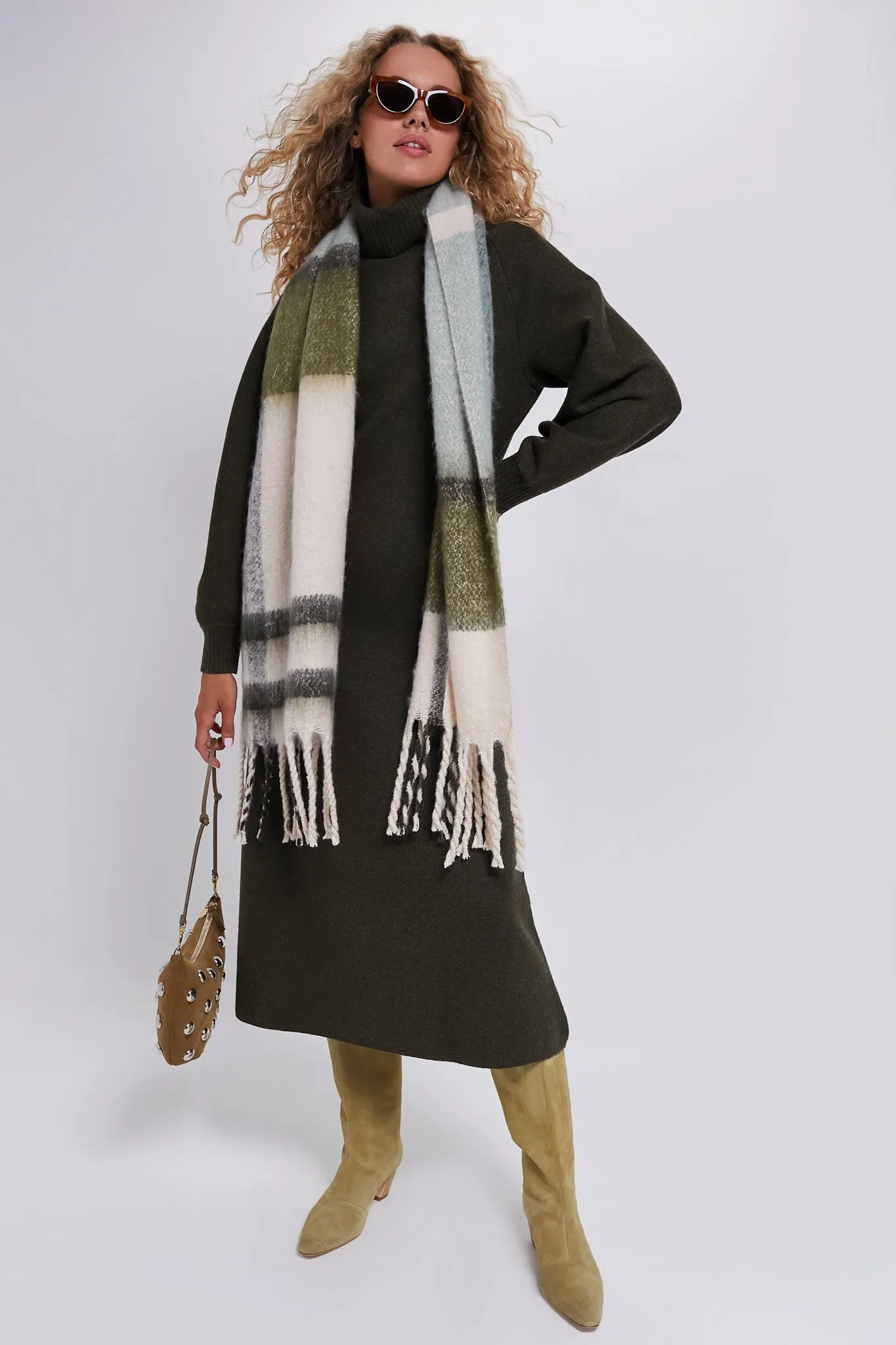 Soft Mint Isla Tartan Boucle Scarf sold by Tuckernuck product image thumbnail 2