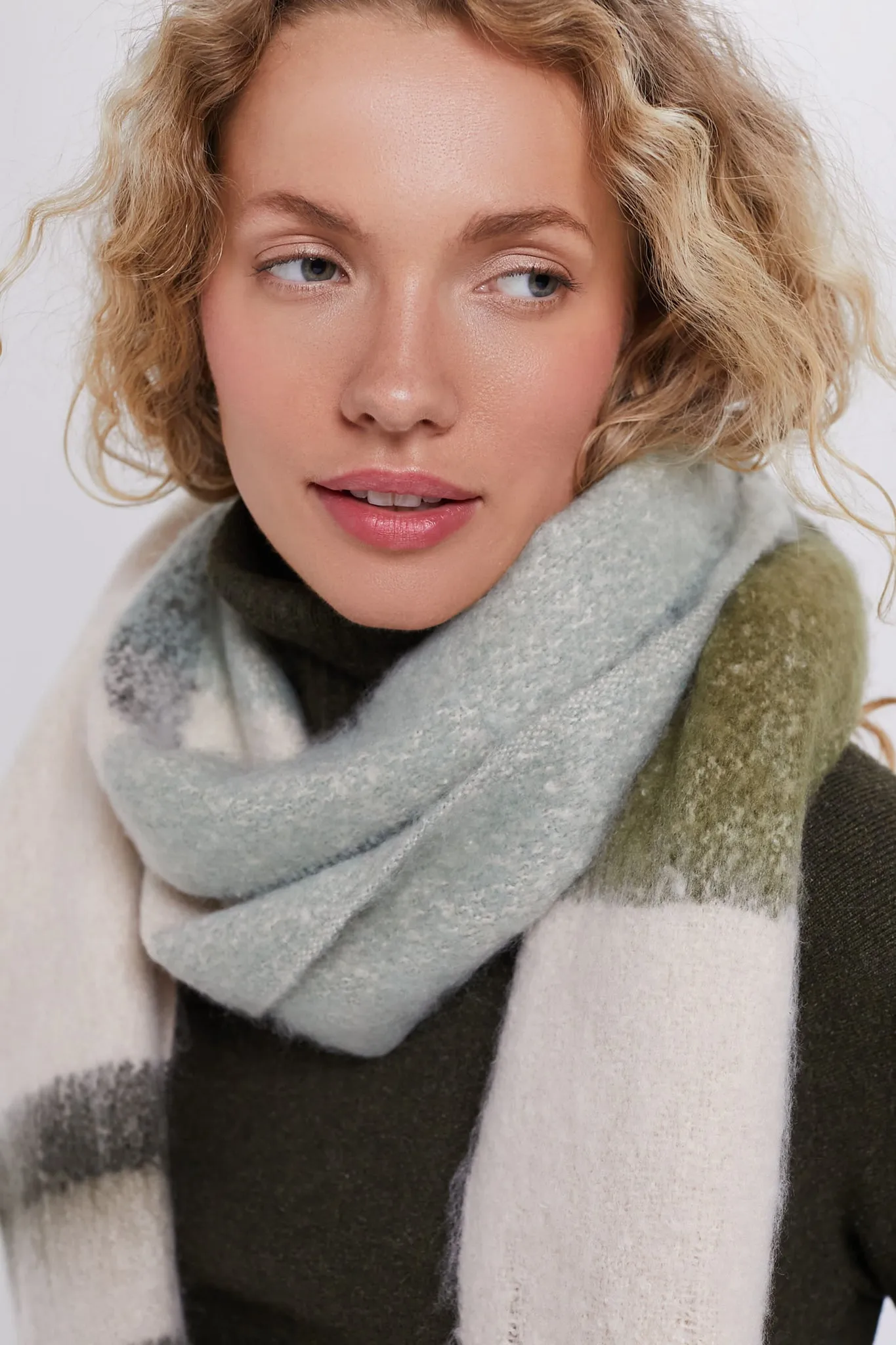 Soft Mint Isla Tartan Boucle Scarf sold by Tuckernuck product image thumbnail 3