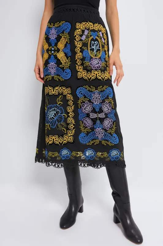 Black Richelieu Midi Skirt sold by Tuckernuck