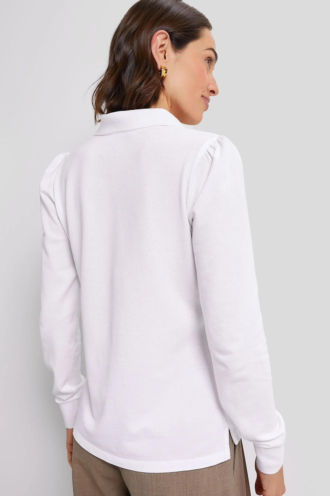 White Long Sleeve Pique Puff Sleeve Peggy Polo sold by Tuckernuck product image thumbnail 4