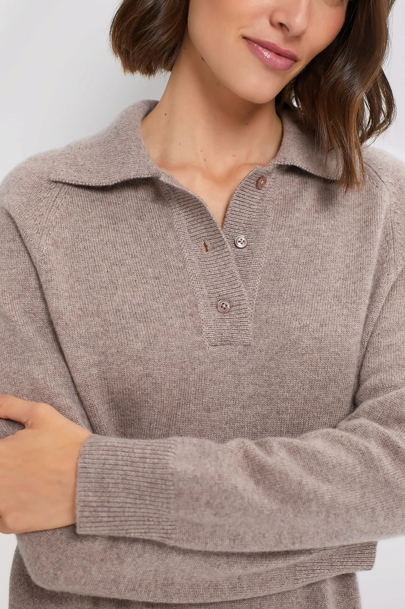 Wheat Carlisle Cashmere Banded Polo Sweater sold by Tuckernuck product image thumbnail 5