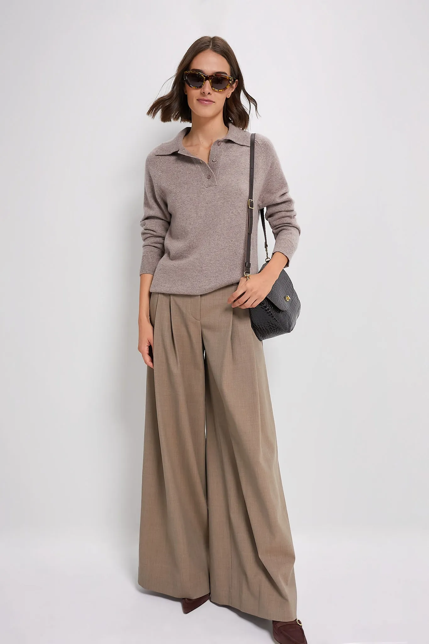 Wheat Carlisle Cashmere Banded Polo Sweater sold by Tuckernuck product image thumbnail 2