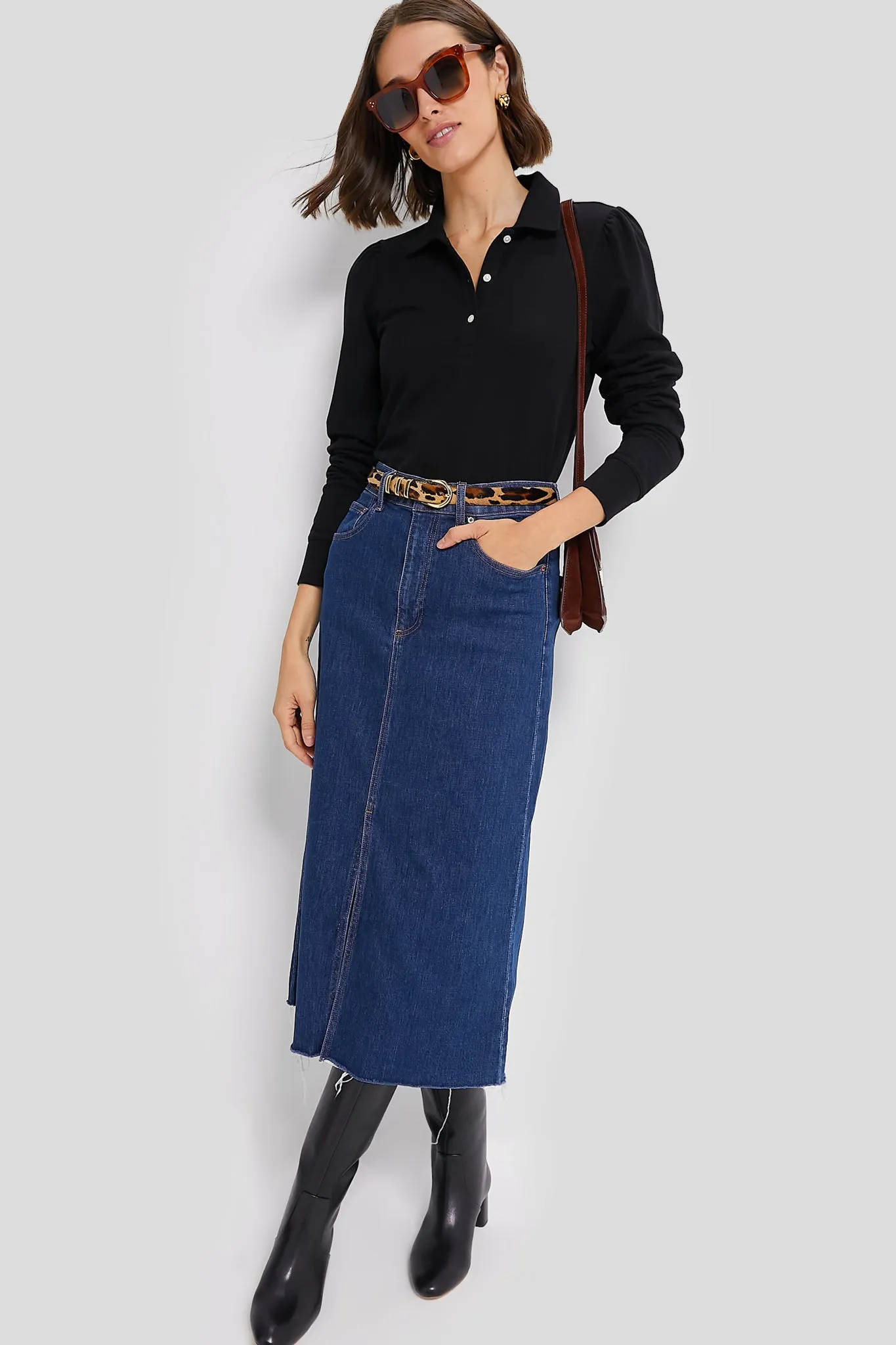 Black Long Sleeve Pique Puff Sleeve Peggy Polo sold by Tuckernuck product image thumbnail 2