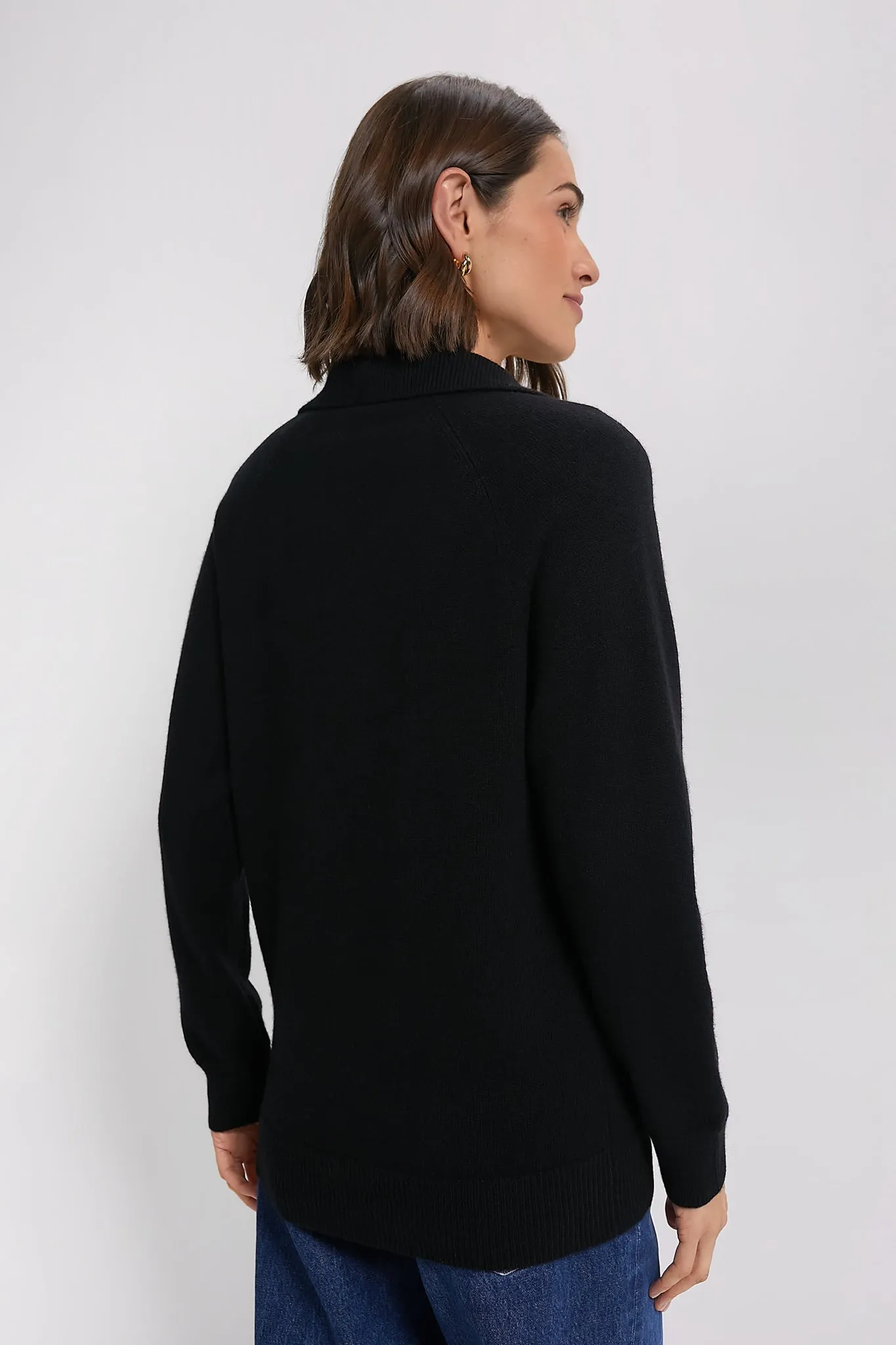 Black Carlisle Cashmere Banded Polo Sweater sold by Tuckernuck product image thumbnail 4