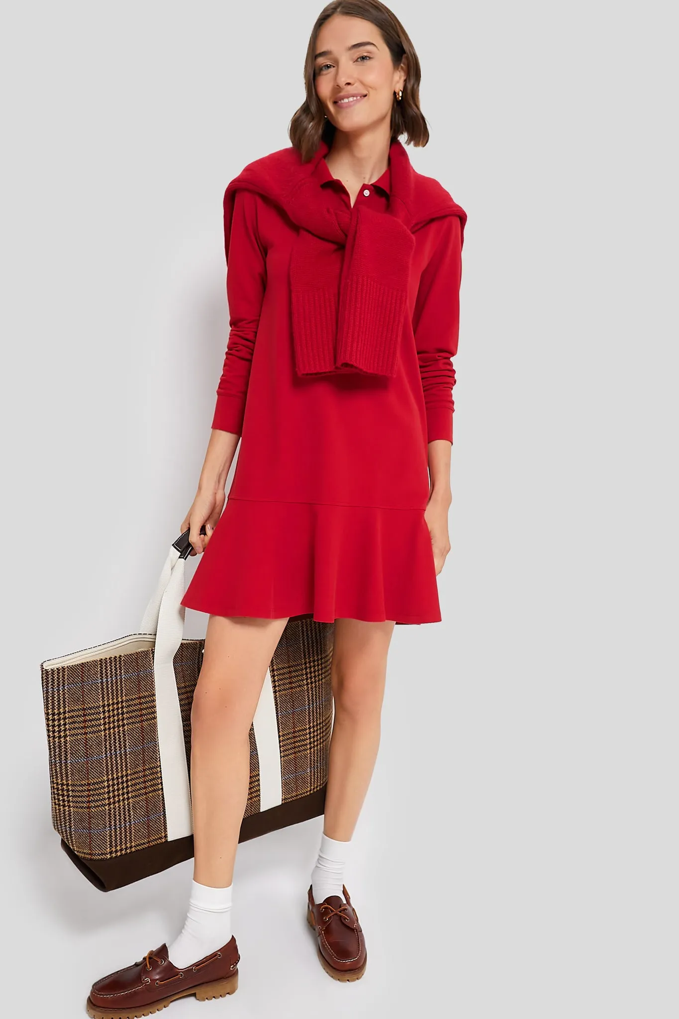 Red Long Sleeve Pique May Polo Dress sold by Tuckernuck