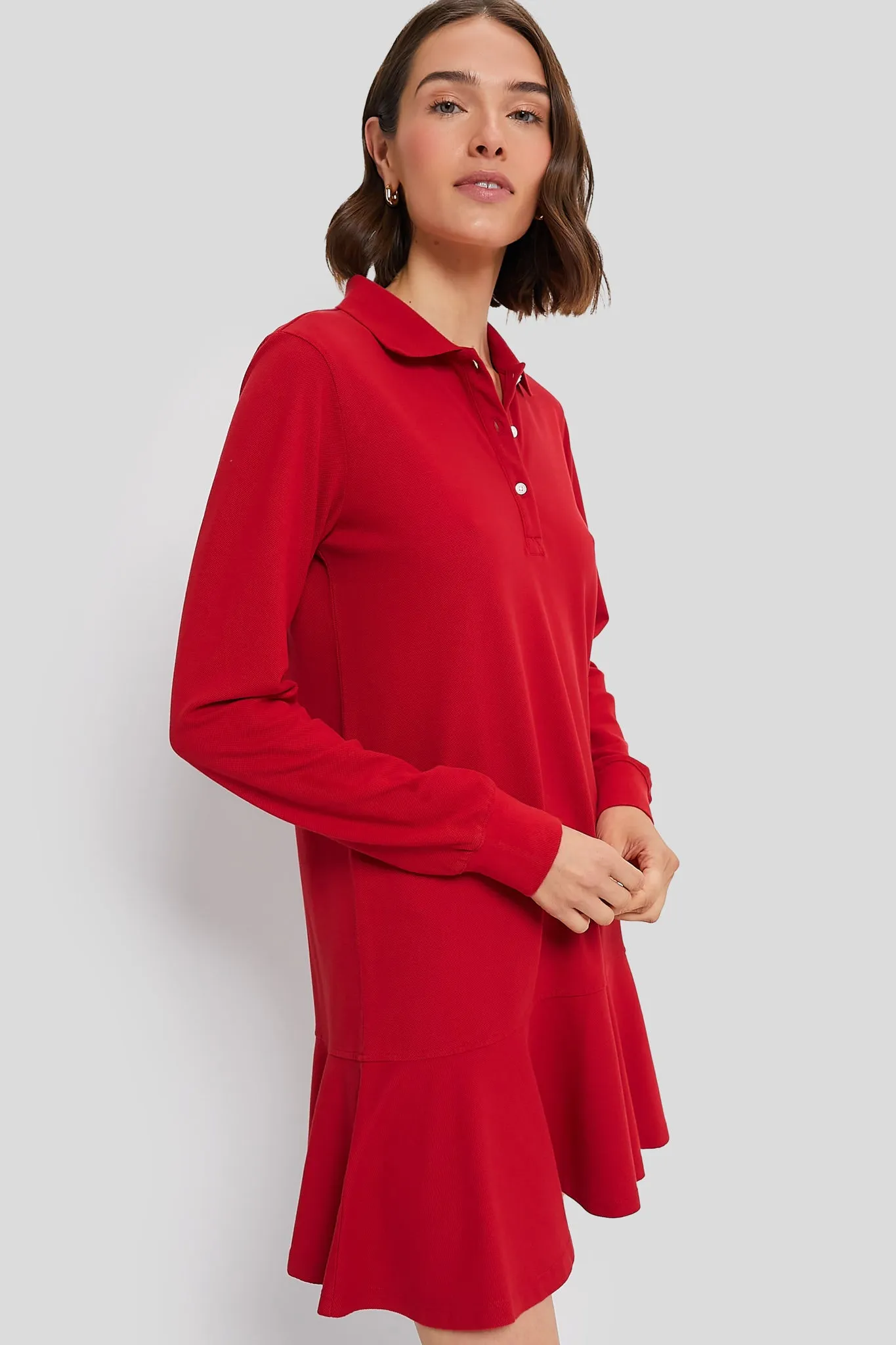 Red Long Sleeve Pique May Polo Dress sold by Tuckernuck product image thumbnail 3