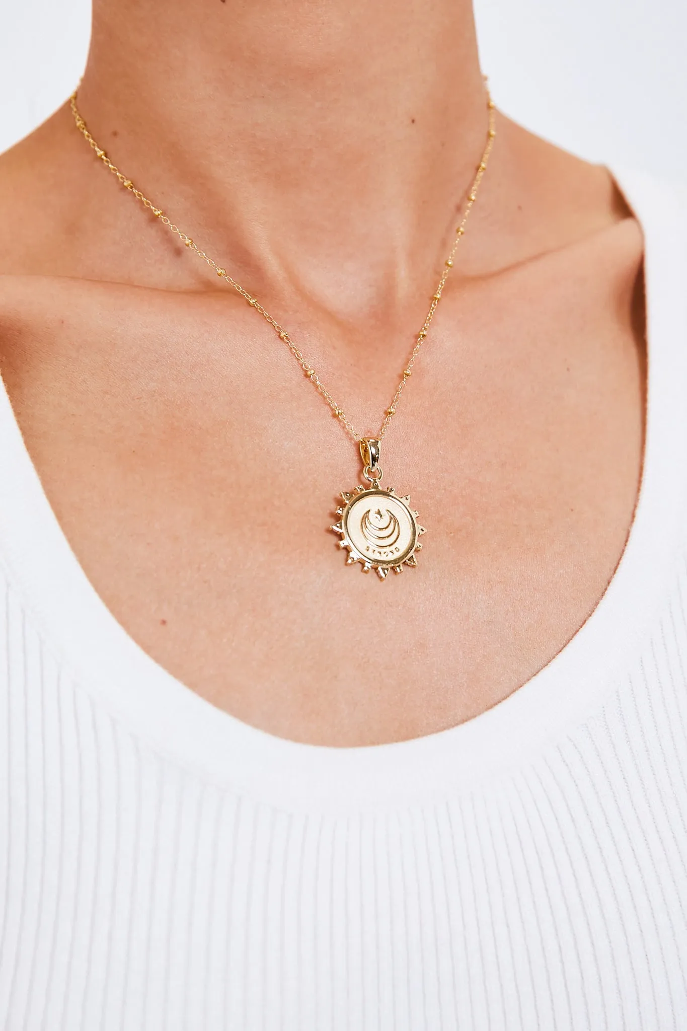 Gold Strong Rising Sun Petite Embellished Pendant Coin sold by Tuckernuck product image thumbnail 2