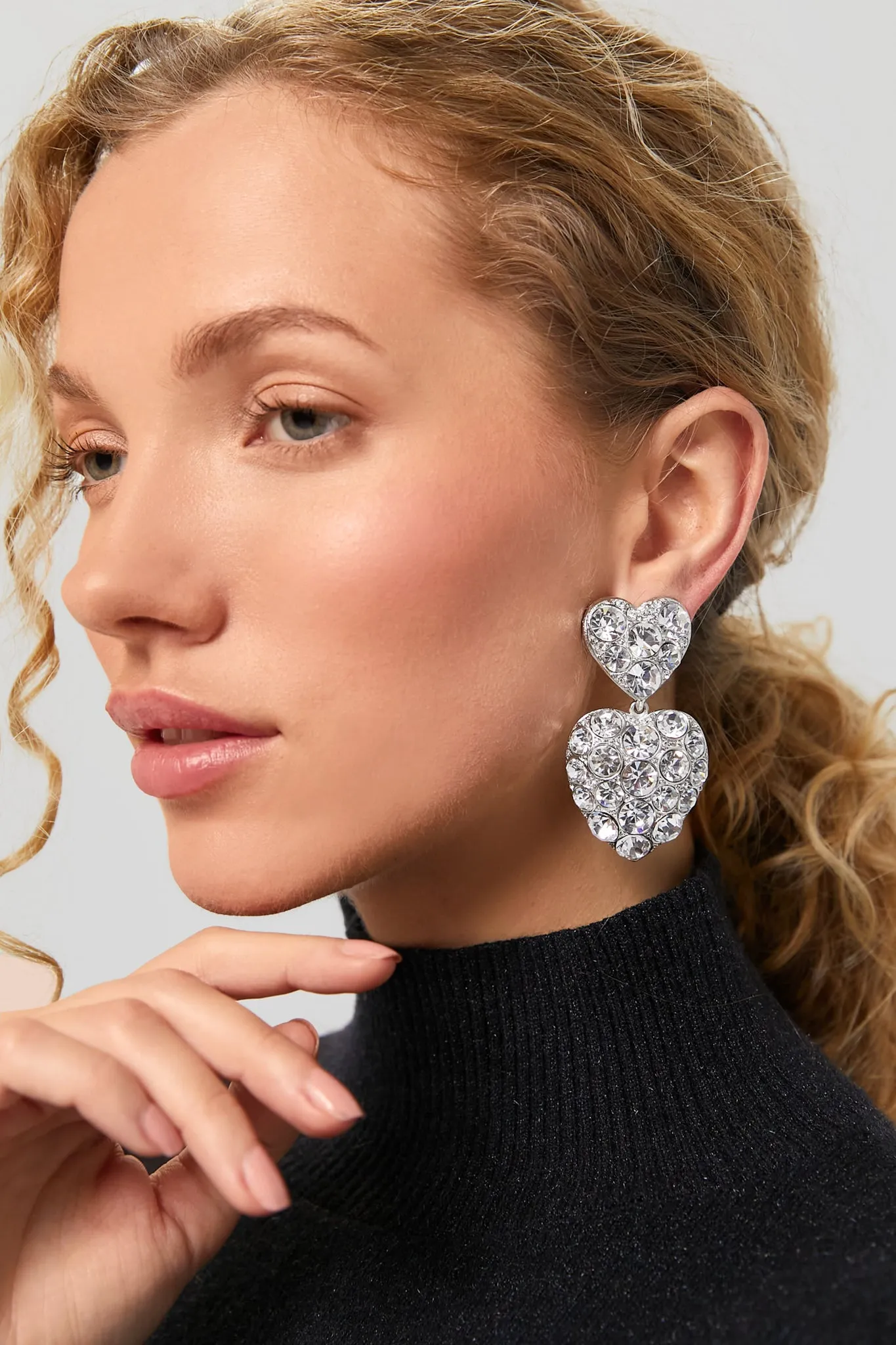 Crystal Disco Heart Drop Earrings sold by Tuckernuck product image thumbnail 2
