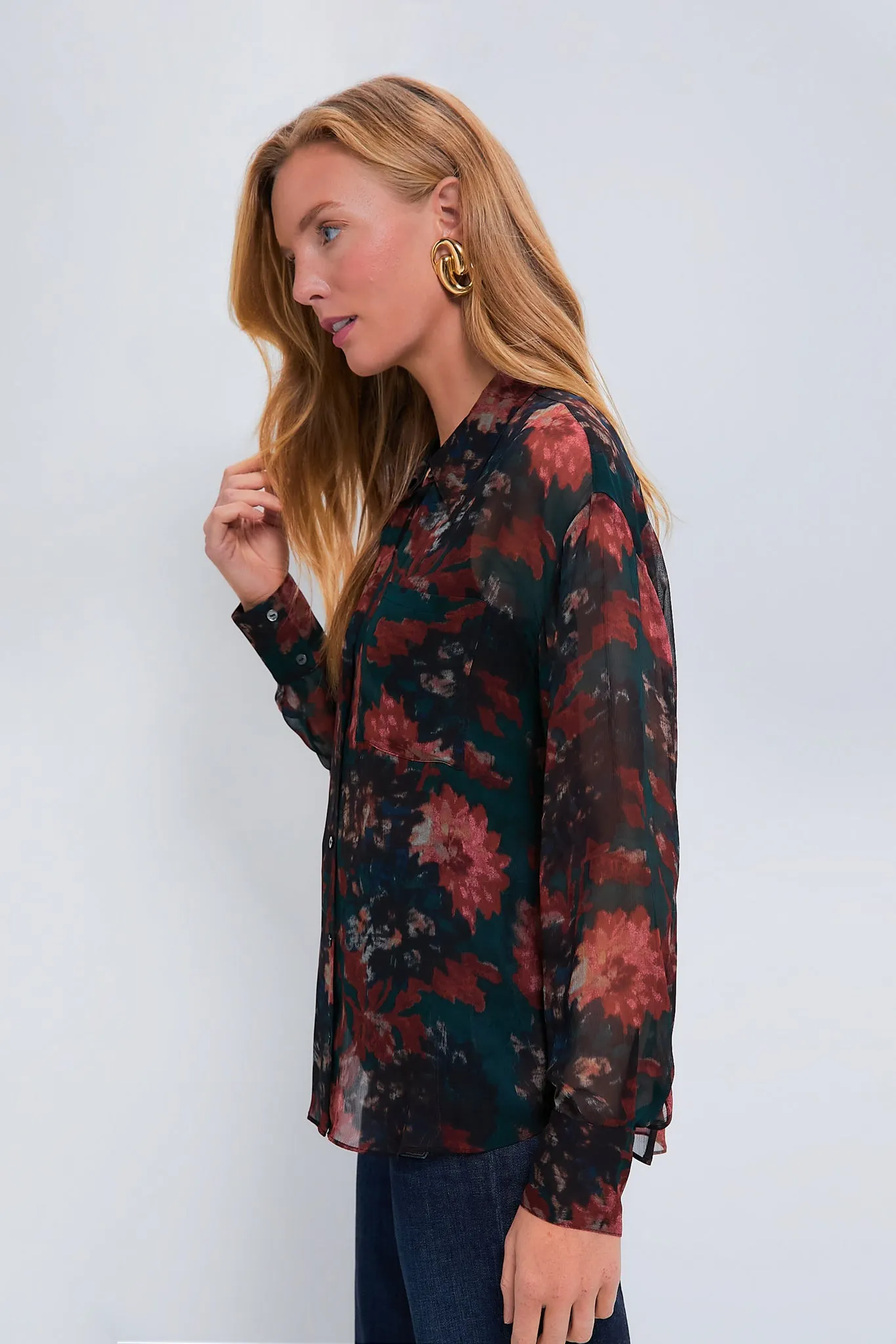 Persimmon Floral Sheer Alysse Blouse sold by Tuckernuck product image thumbnail 3