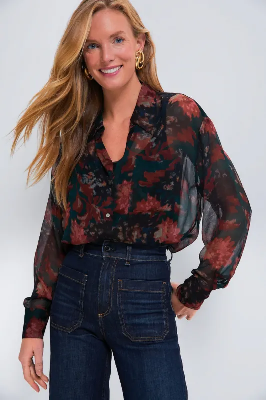 Persimmon Floral Sheer Alysse Blouse sold by Tuckernuck