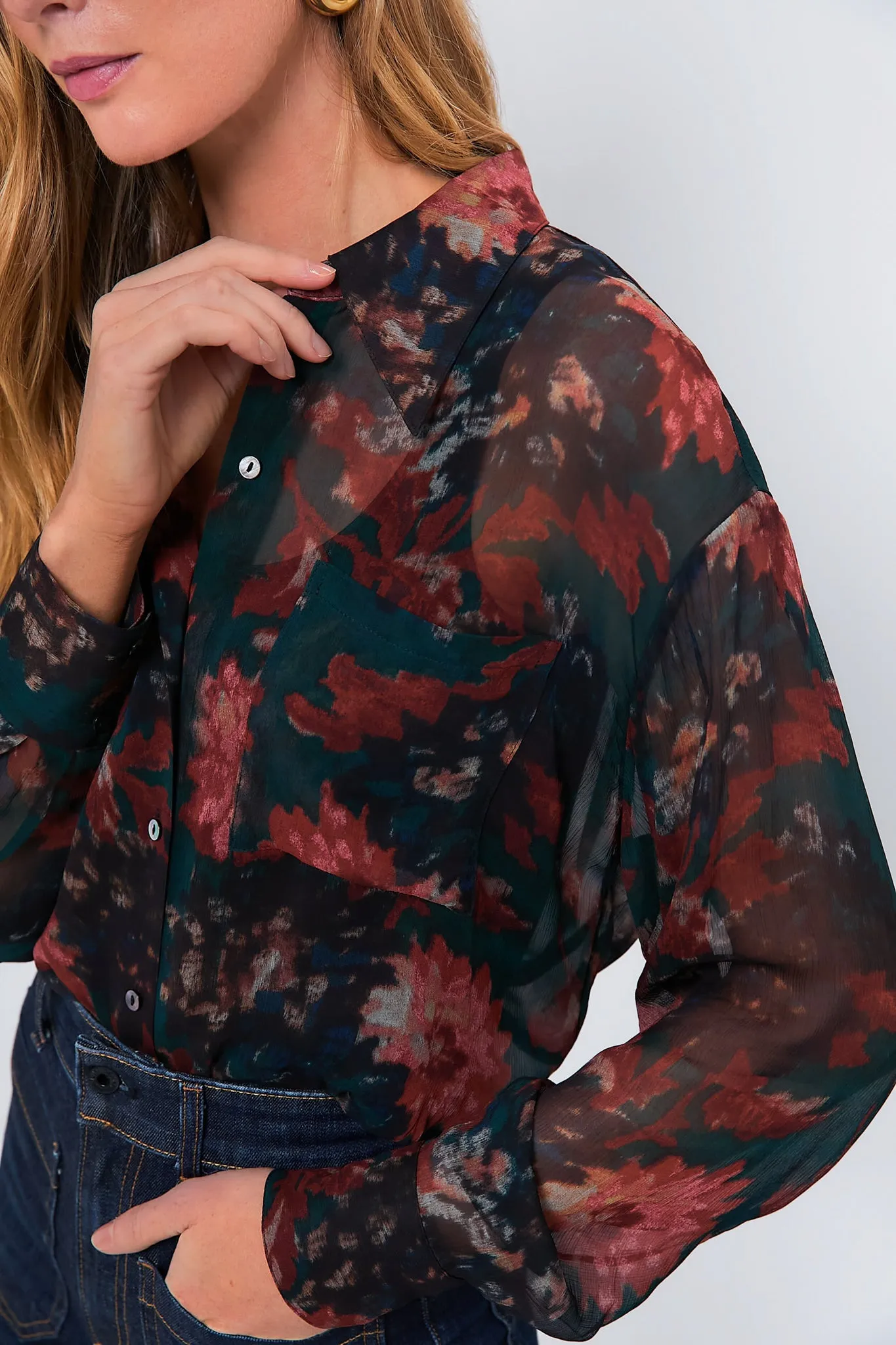 Persimmon Floral Sheer Alysse Blouse sold by Tuckernuck product image thumbnail 5