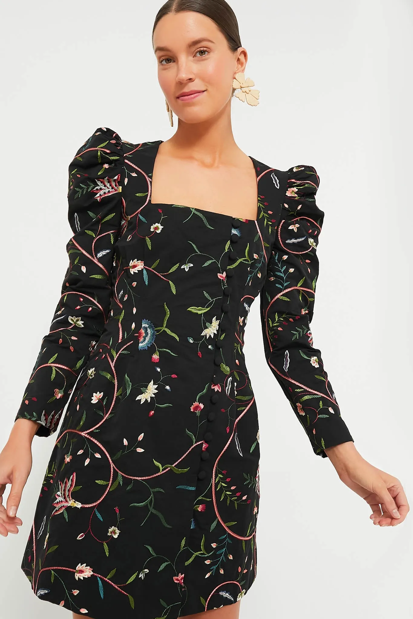Black Embroidered Calla Dress sold by Tuckernuck