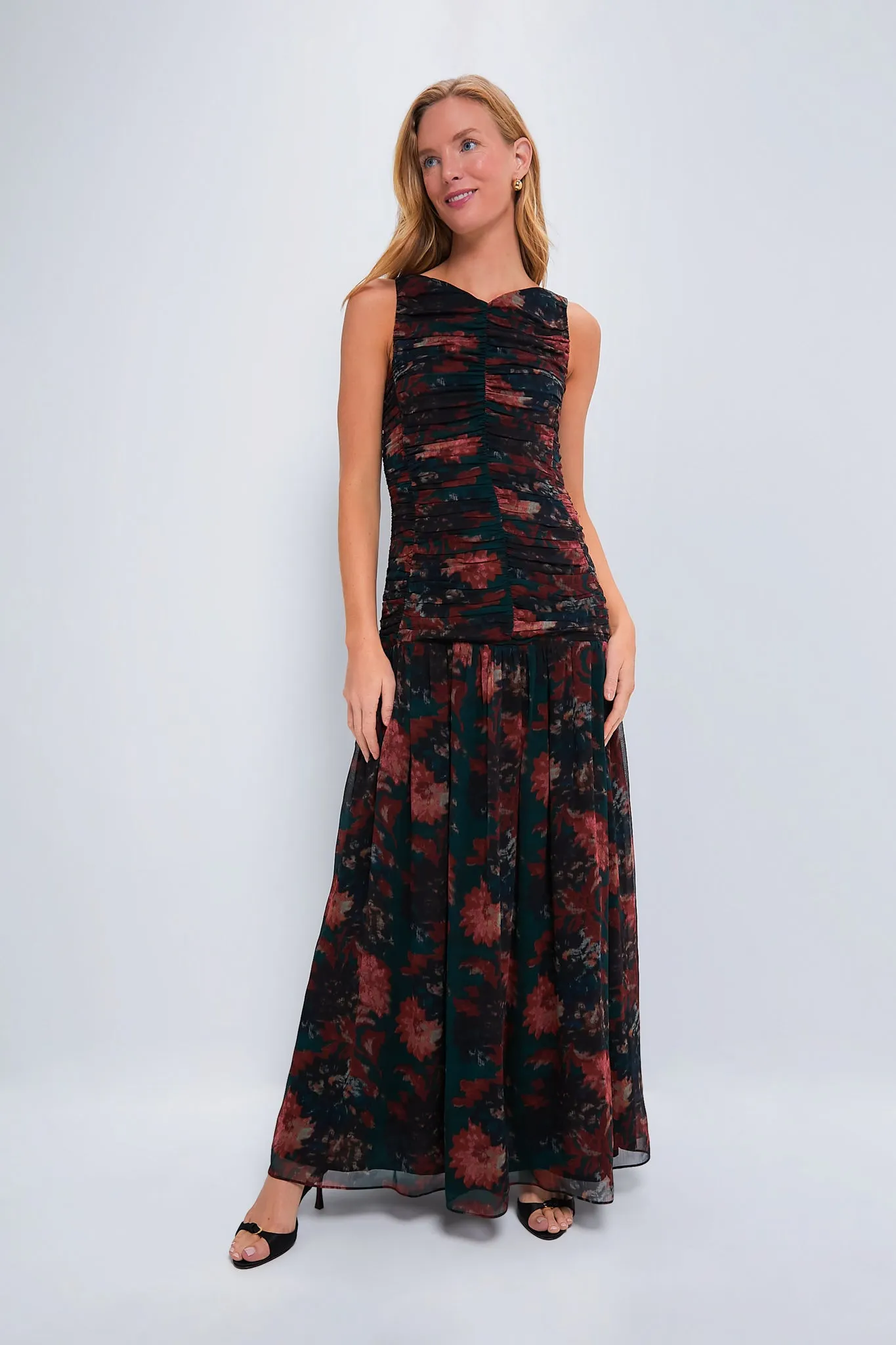 Persimmon Floral Chiffon Eloise Dress sold by Tuckernuck