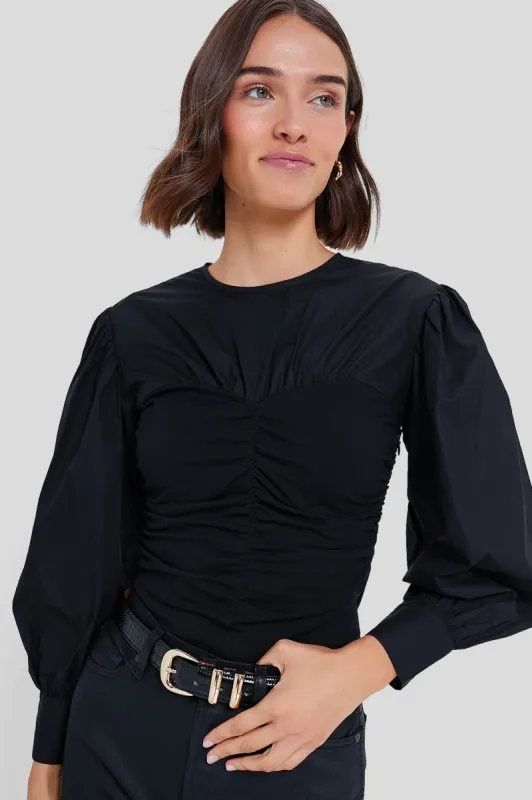 Black Mixed-Media Anita Blouse sold by Tuckernuck
