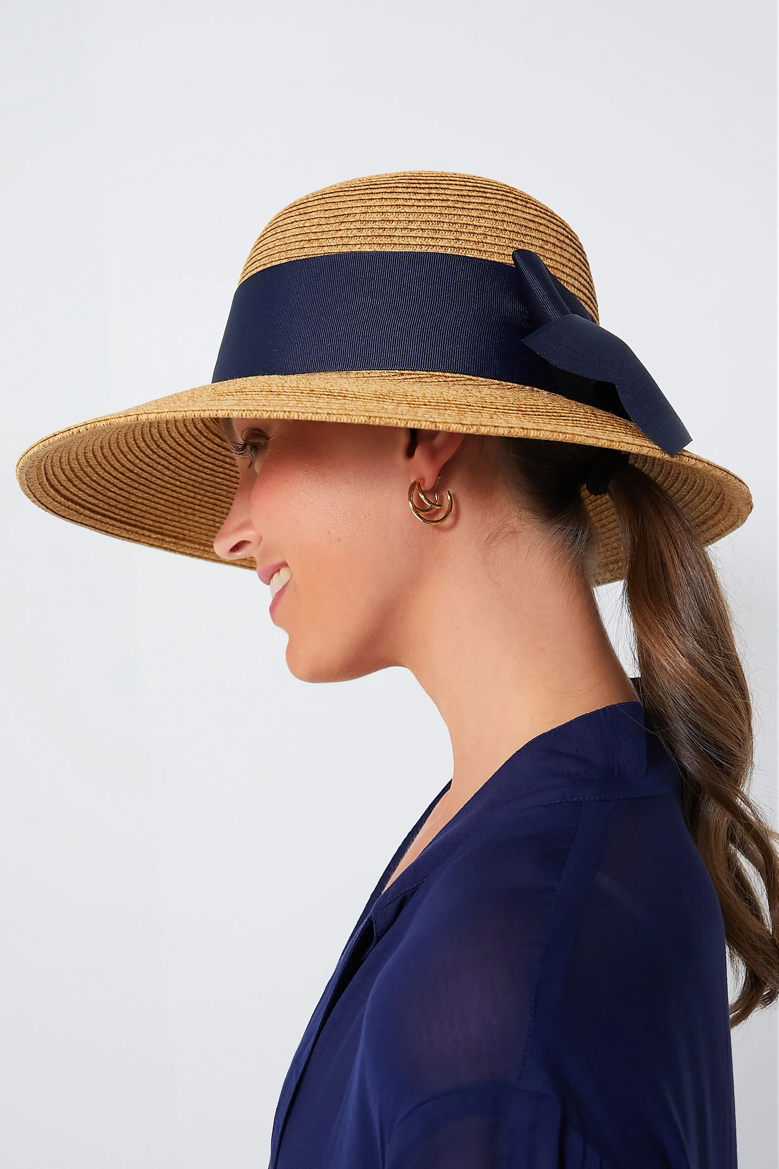 Exclusive Navy Packable Wide Bow Sunhat sold by Tuckernuck product image thumbnail 2