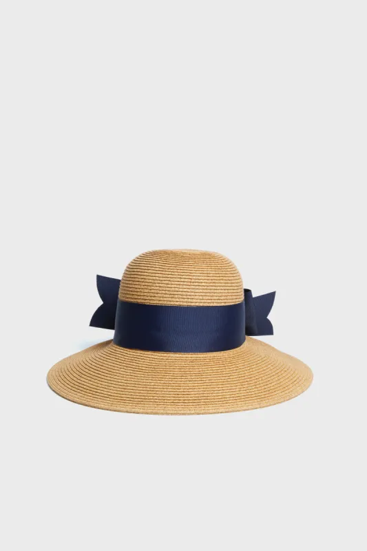 Exclusive Navy Packable Wide Bow Sunhat sold by Tuckernuck