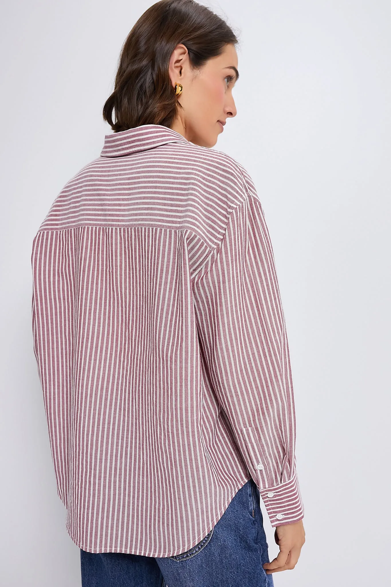 Washed Red Pointelle Stripe Nadine Boyfriend Button Down sold by Tuckernuck product image thumbnail 4