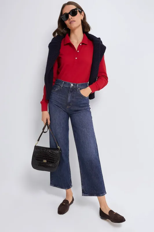 Red Long Sleeve Pique Puff Sleeve Peggy Polo sold by Tuckernuck