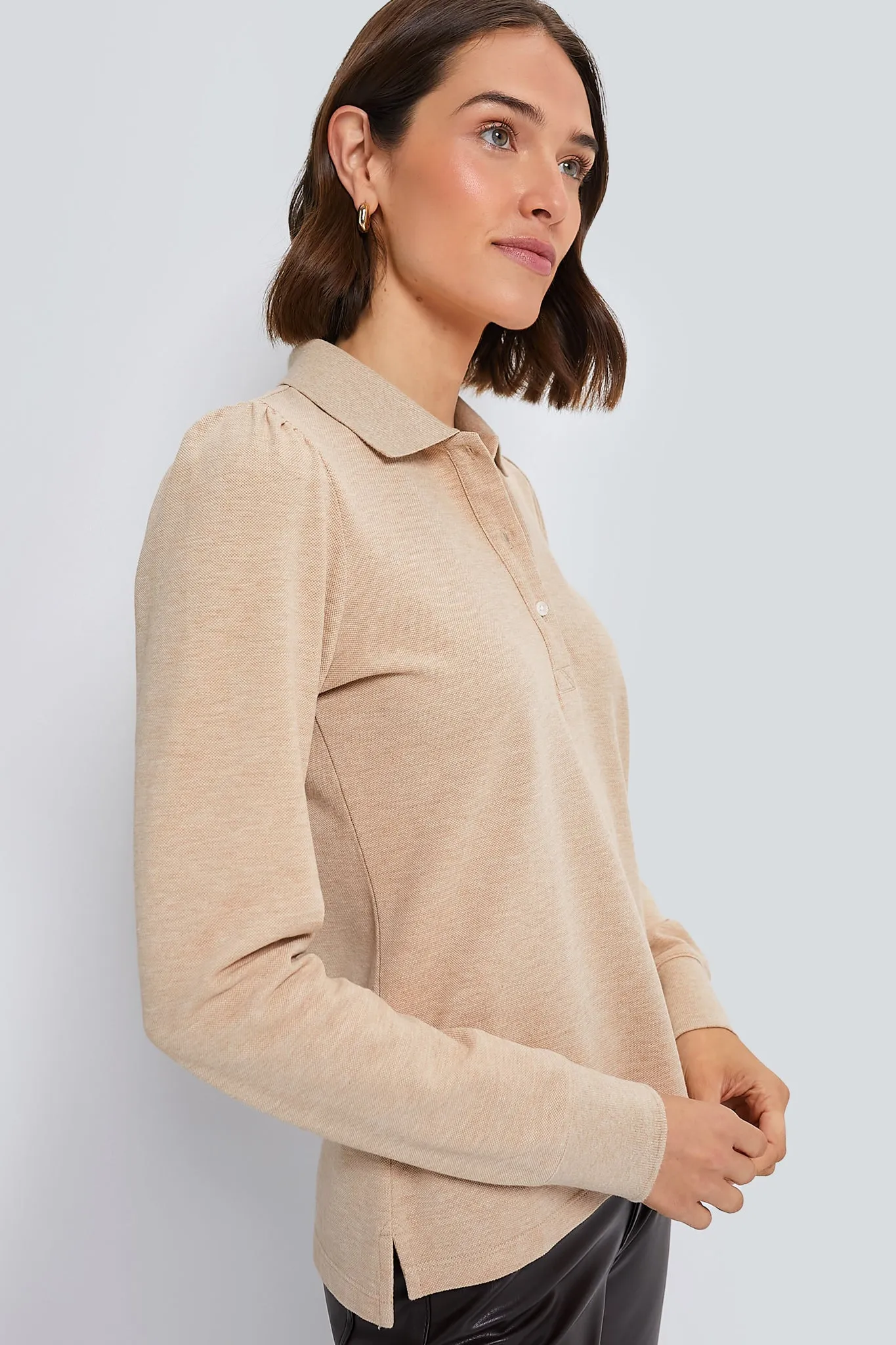 Sandstone Long Sleeve Pique Puff Sleeve Peggy Polo sold by Tuckernuck product image thumbnail 3