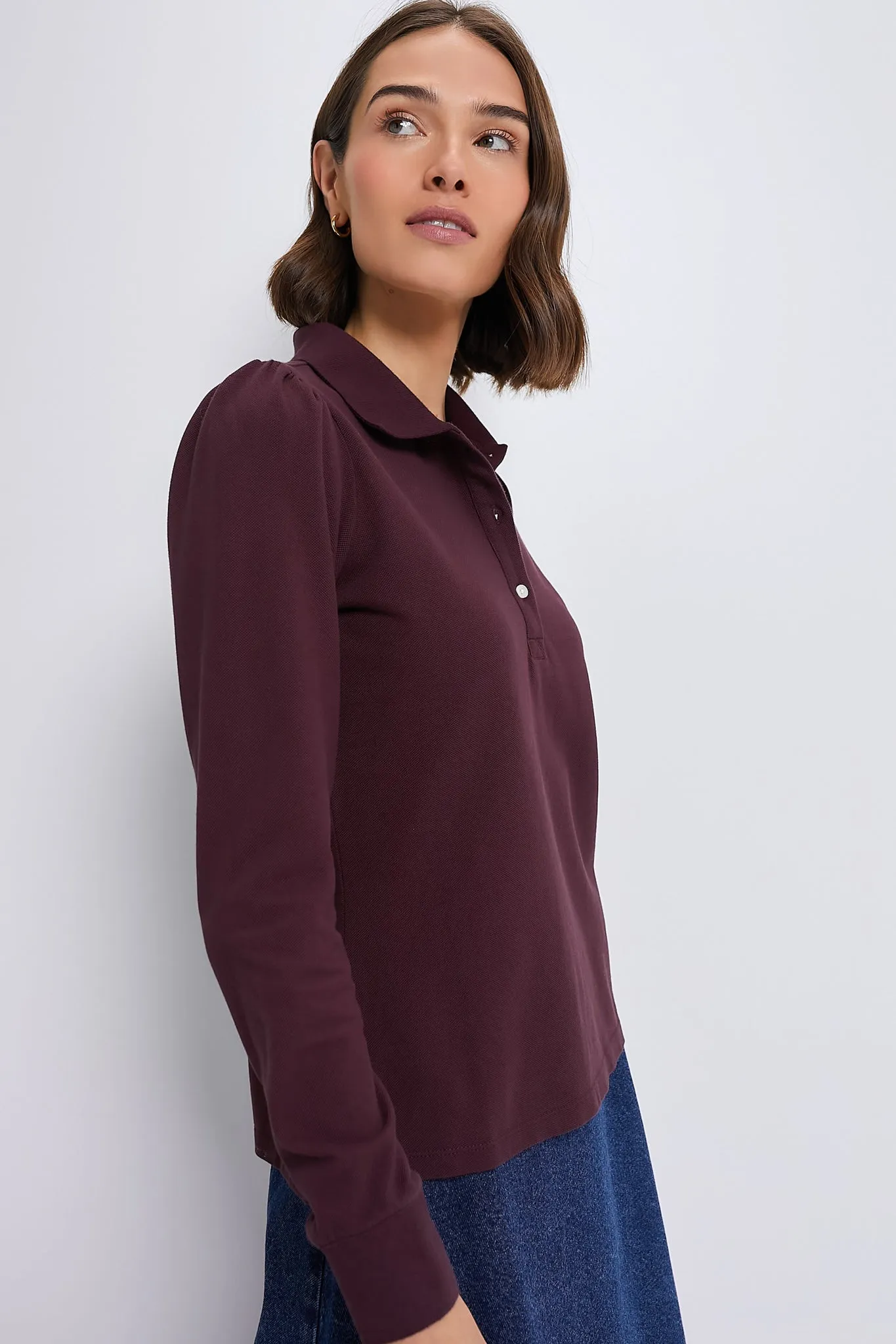 Winetasting Long Sleeve Pique Puff Sleeve Peggy Polo sold by Tuckernuck product image thumbnail 3