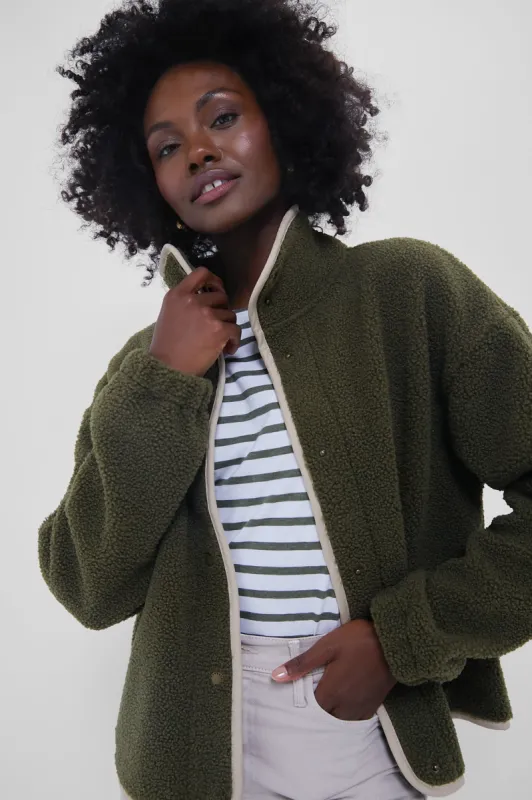 Dark Moss Violetta Fleece sold by Tuckernuck