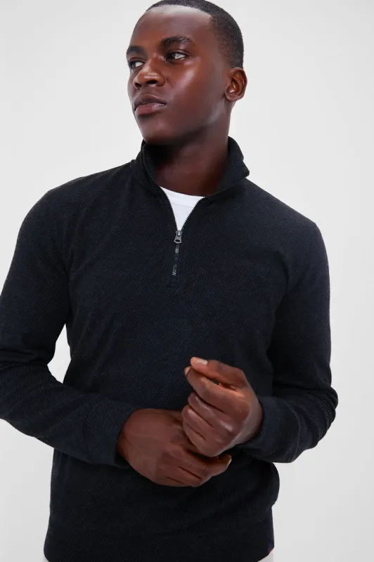 Heathered Black Twill Legend Sweater Quarter Zip sold by Tuckernuck