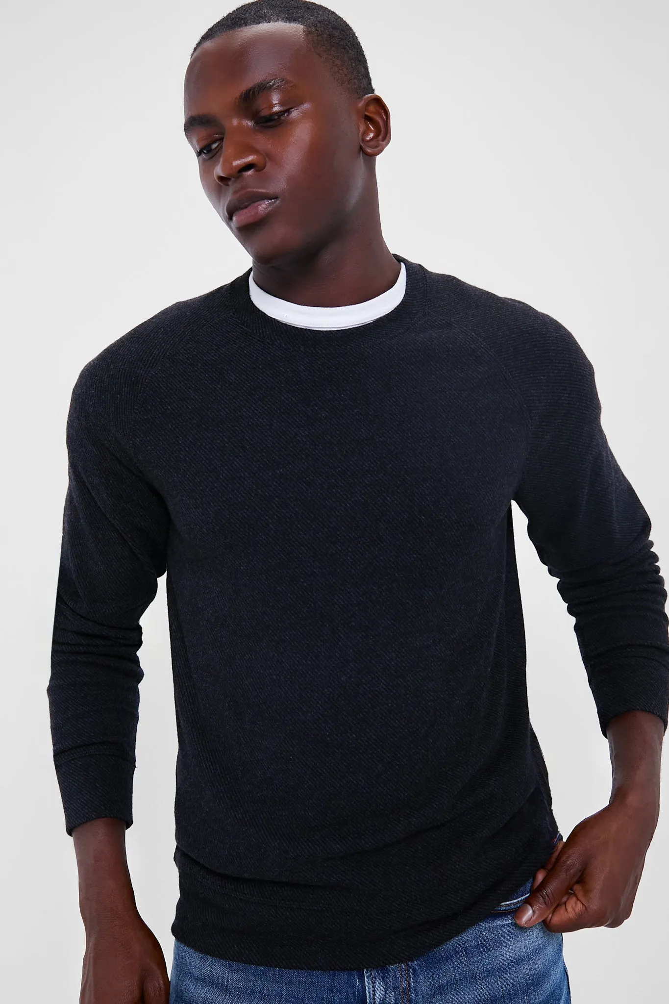 Heathered Black Twill Legend Sweater Crew sold by Tuckernuck