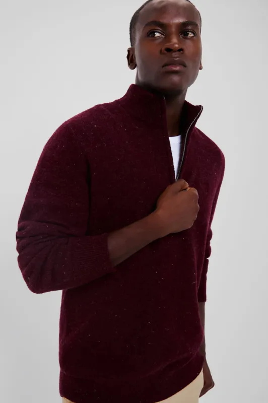 Merlot Tainsbury Half Zip Knitted Jumper sold by Tuckernuck
