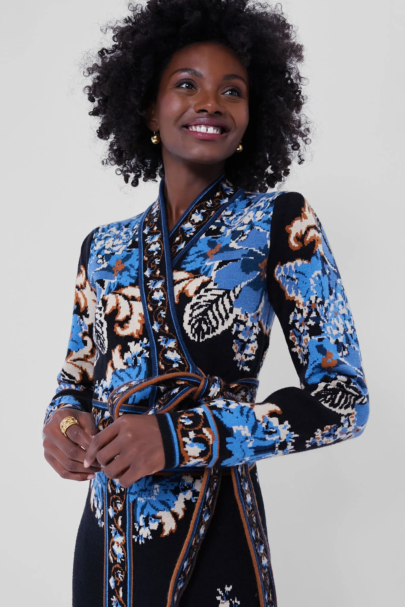 Blossom Tapestry Knit Wrap Blouse sold by Tuckernuck