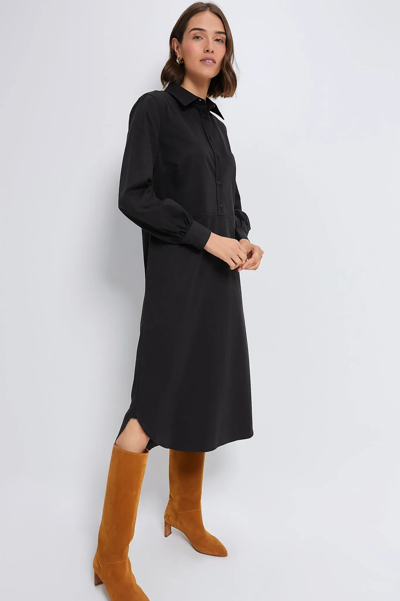 Black Lantern Sleeve Tory Shirt Dress sold by Tuckernuck product image thumbnail 3
